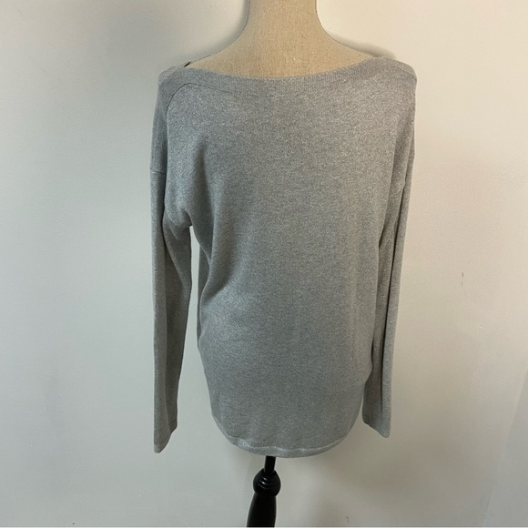 Talbots Women’s Sweater Pullover Boat Neck Metallic Silver Medium - Picture 5 of 10